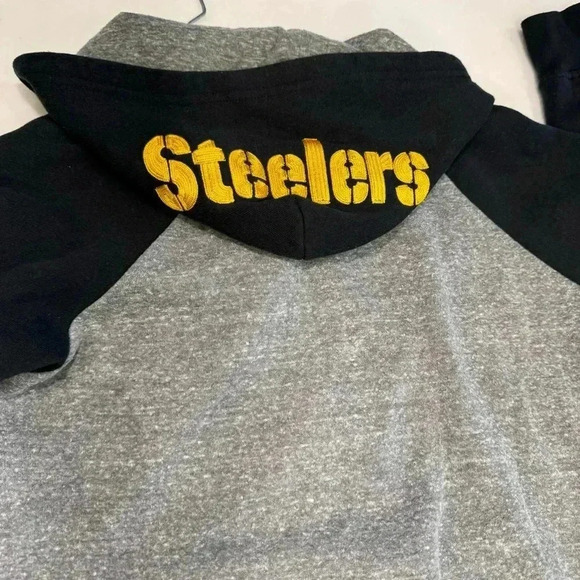 NFL Pittsburgh Steelers Youth L (14/16) Athletic Hoodie Sweatshirt Gray & Black - Picture 9 of 9